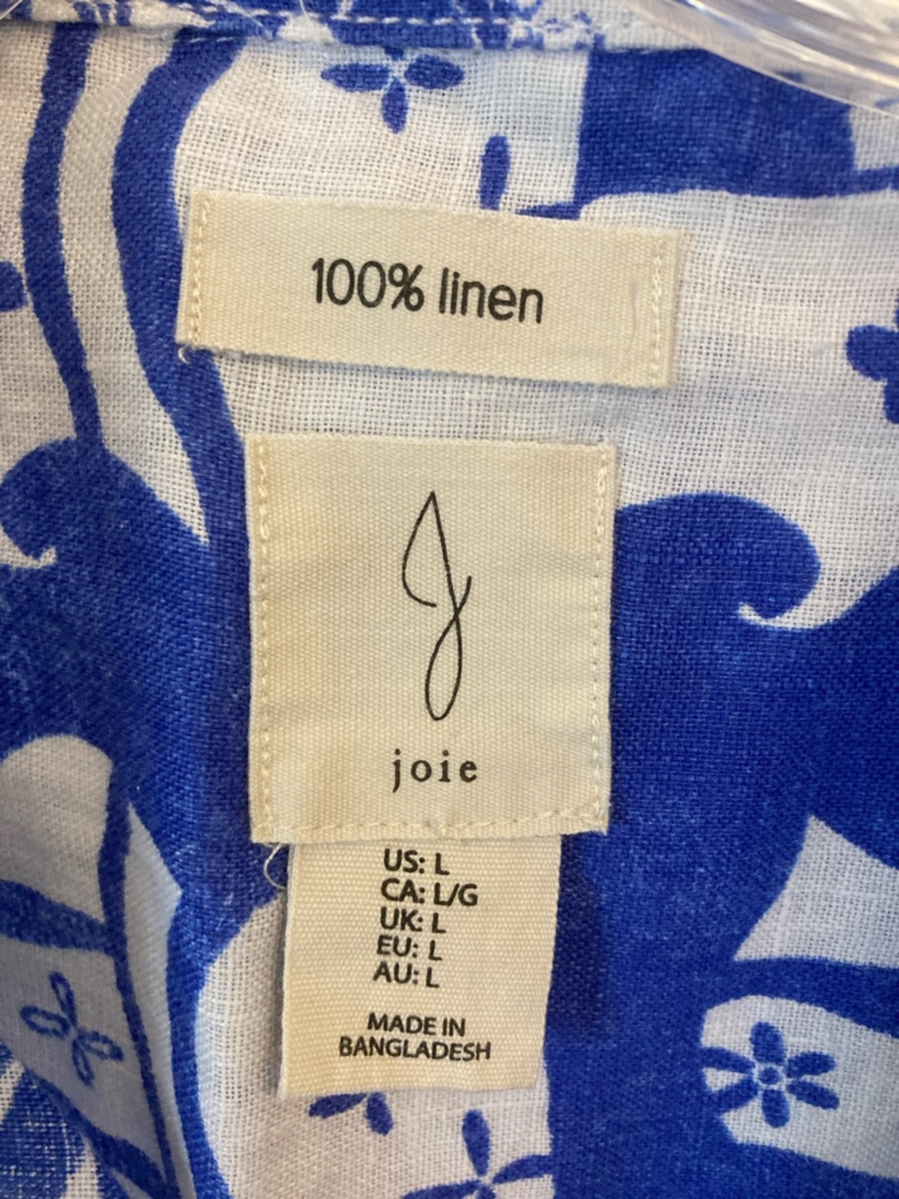 Joie White & Blue Linen Floral-Print Button Down Shirt - Picture 2 of 7